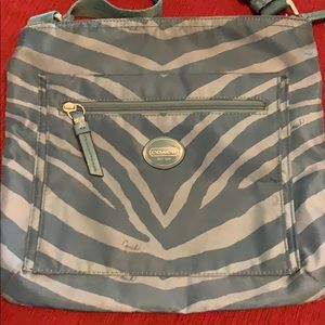 Coach cross body waterproof bag turquoise stripe